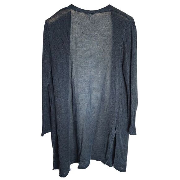 J. Jill Sweater Cardigan Women's Small Linen Blend Long Sleeve Blue - Picture 2 of 5